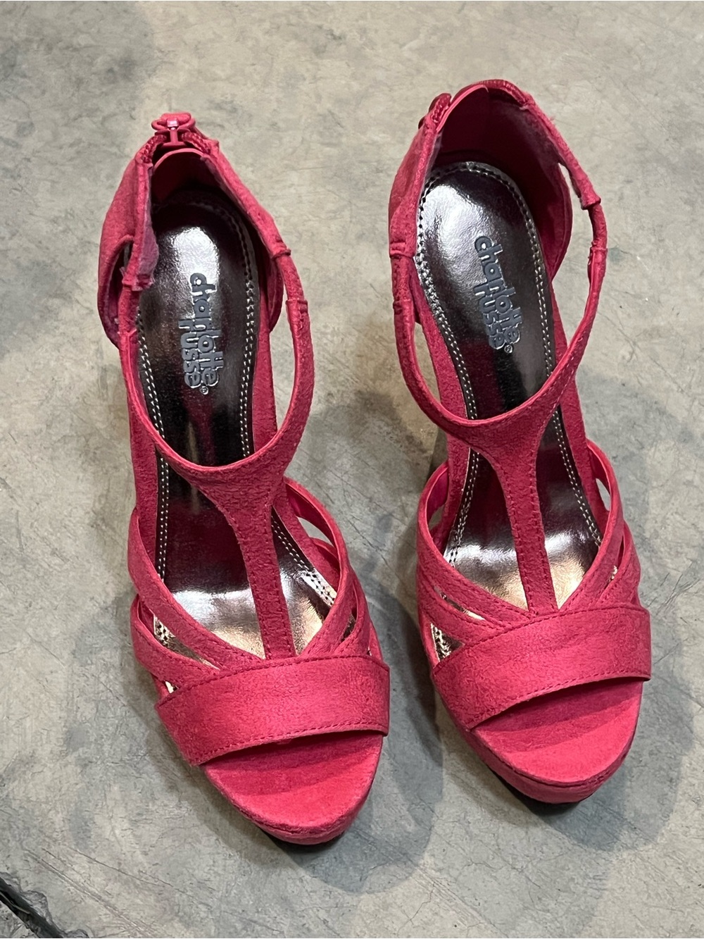 Charlotte Russe Pink Suede T-Strap Platform Heels